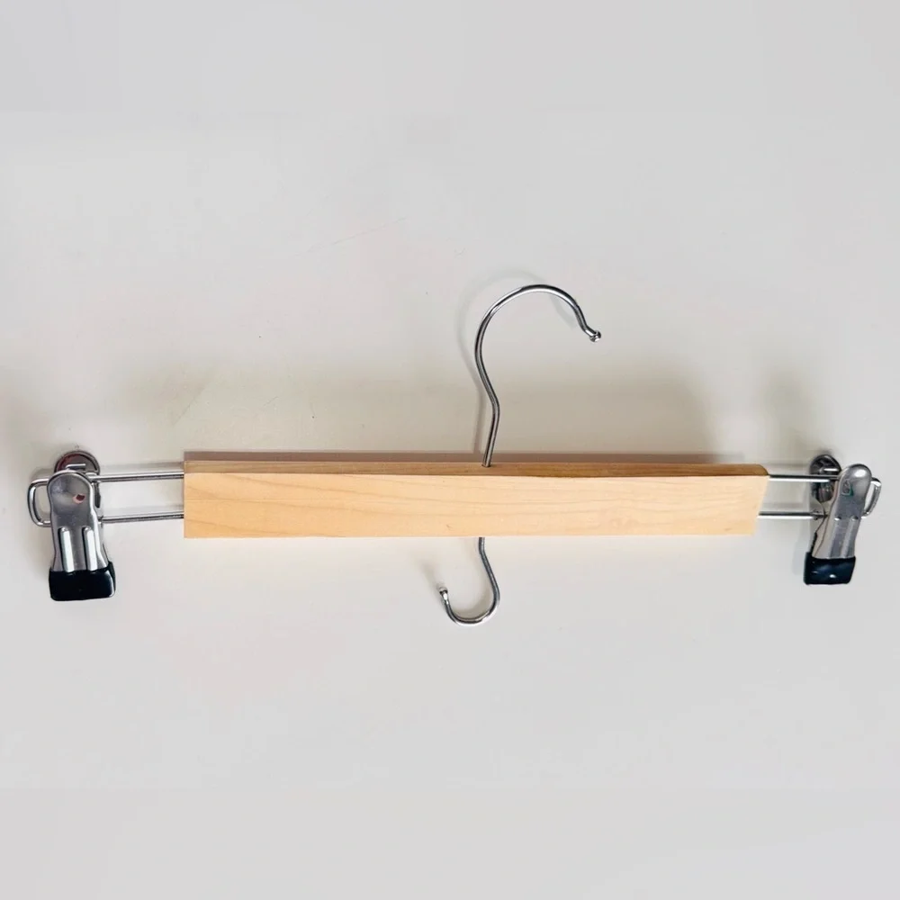IKEA Tan Wood Pants Hanger w Metal Clips Clamps & Hook